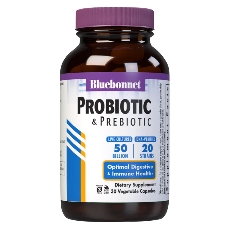 CLEARANCE! Bluebonnet Probiotic & Prebiotic 50 Billion Cfu 30 Veg Capsules, BEST BY 08/2024 - DailyVita