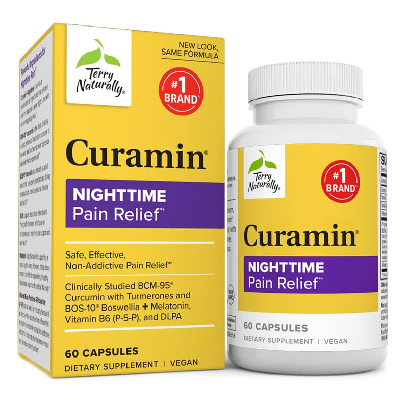 CLEARANCE! Terry Naturally Curamin NIGHTTIME Pain Relief - Curamin PM - 60 Caps, BEST BY 11/2025 - DailyVita