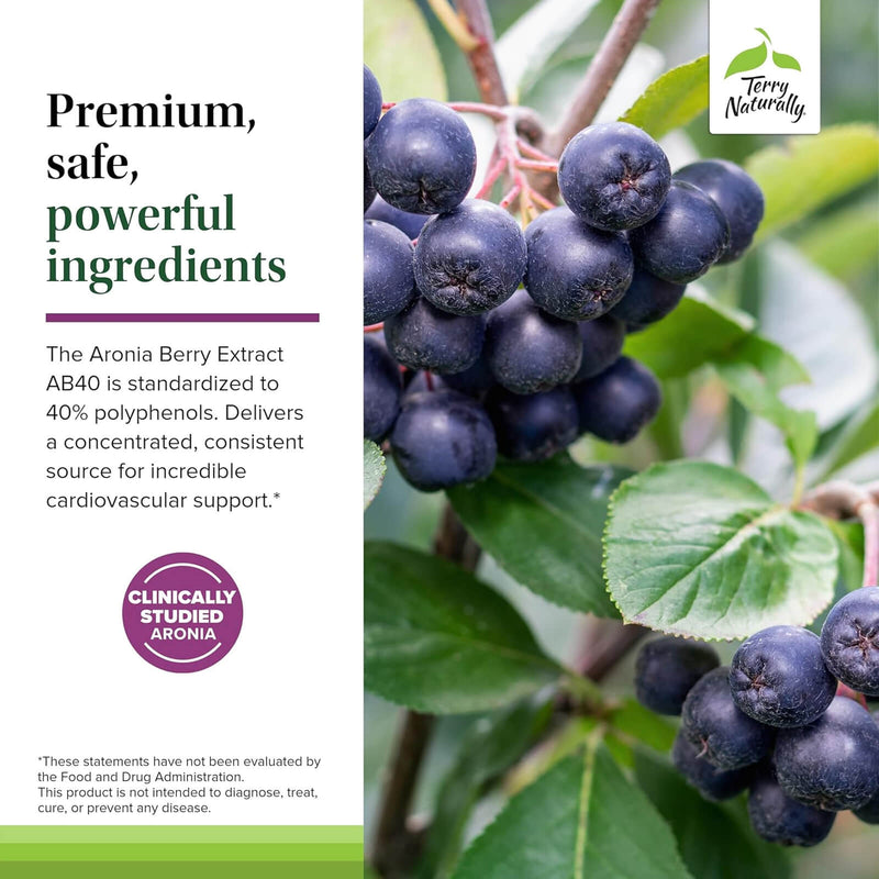 CLEARANCE! Terry Naturally Aronia Berry Complex - Antioxidant Protection for Healthy Aging and Heart Function 60 Caps, BEST BY 09/2025 - DailyVita