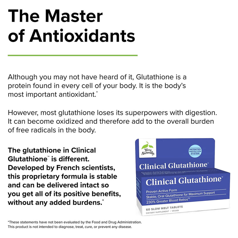 CLEARANCE! Terry Naturally Clinical Glutathione 60 Slow-Melt Tabs, BEST BY 03/2026 - DailyVita