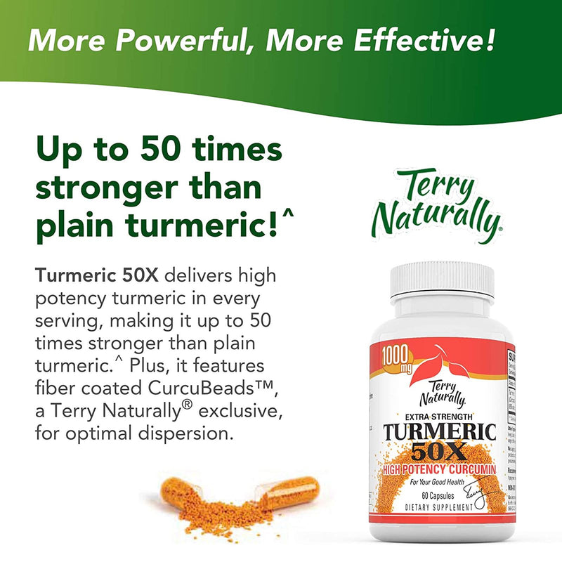 CLEARANCE! Terry Naturally Turmeric 50X 60 Caps, BEST BY 09/2024