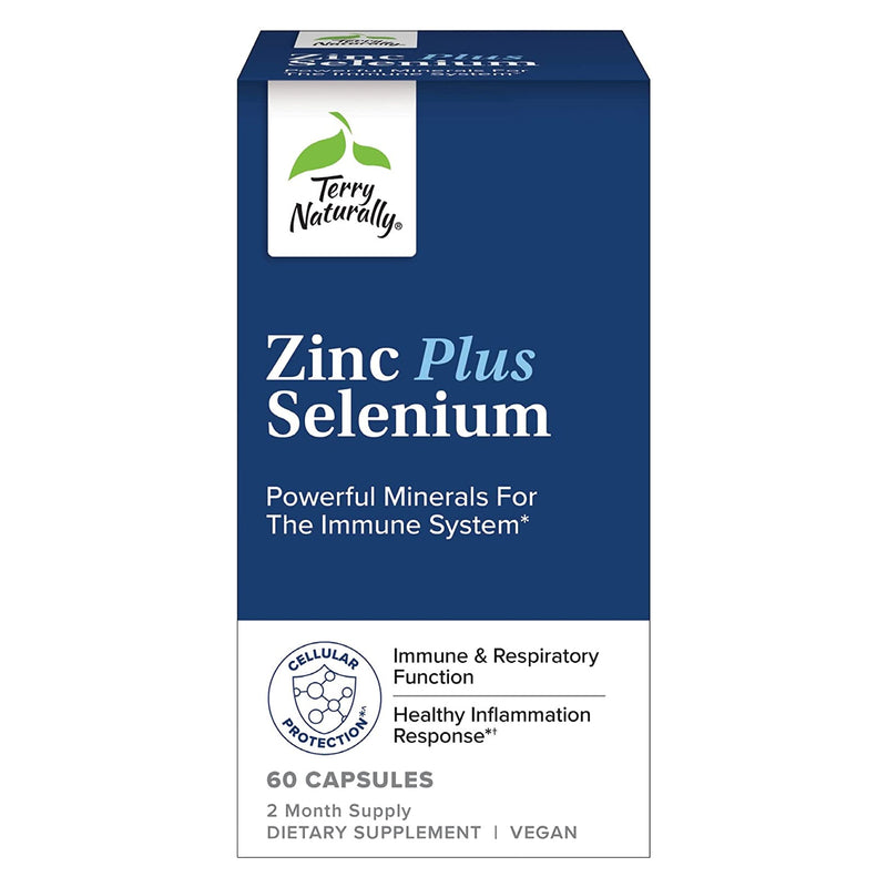 CLEARANCE! Terry Naturally Zinc Plus Selenium NEW! 60 Caps, BEST BY 07/2024 - DailyVita