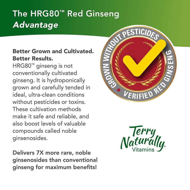 CLEARANCE! Terry Naturally HRG80TM Red Ginseng Energy 30 Caps, BEST BY 10/2025 - DailyVita