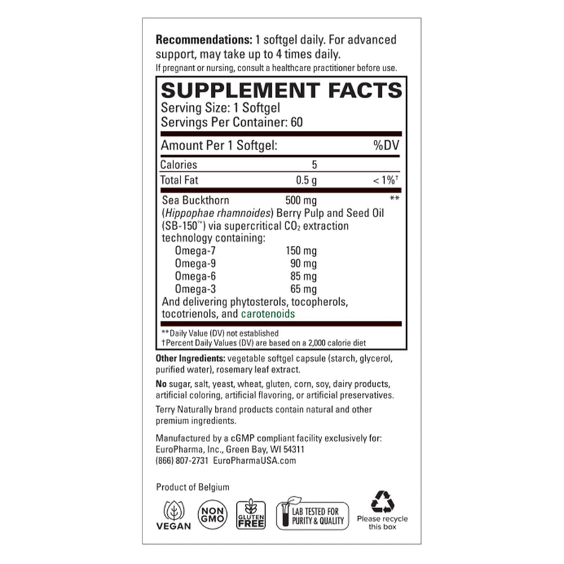 CLEARANCE! Terry Naturally Omega7 Dry Eye Relief 60 Softgels, BEST BY 01/2026 - DailyVita