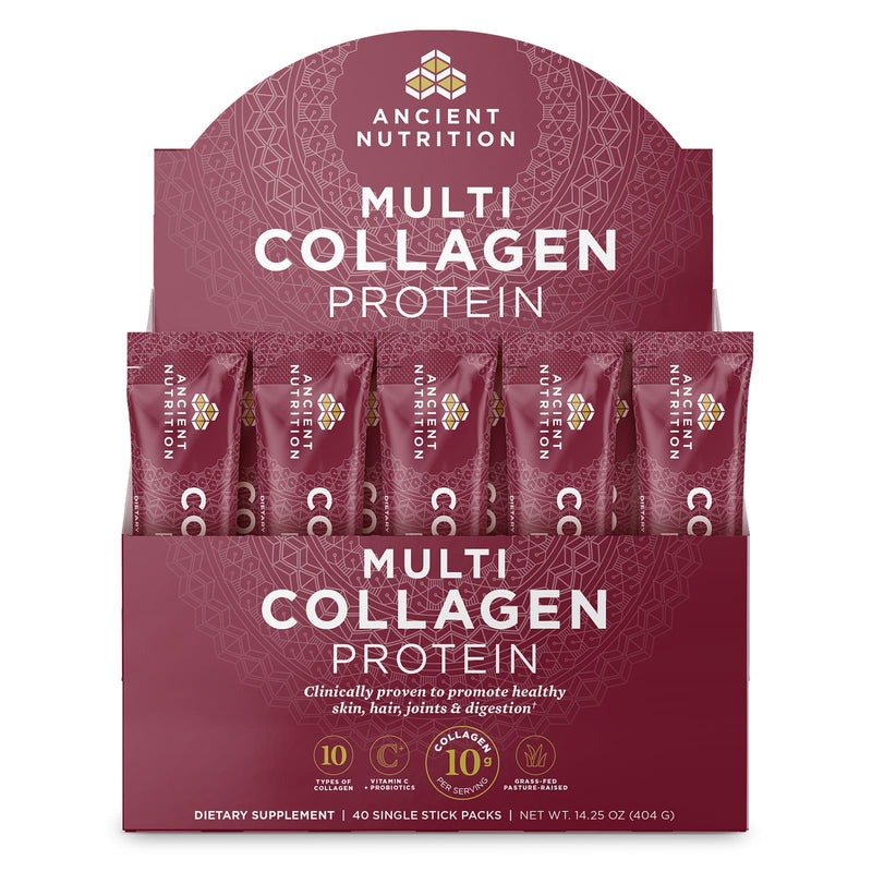 Ancient Nutrition, Multi Collagen, Protein, Pure, Tray, 40ct, 14.3 oz (404 g) - DailyVita