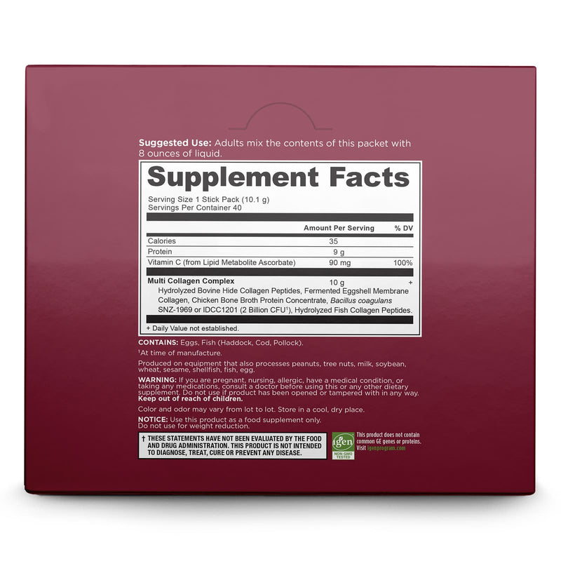 Ancient Nutrition, Multi Collagen, Protein, Pure, Tray, 40ct, 14.3 oz (404 g) - DailyVita