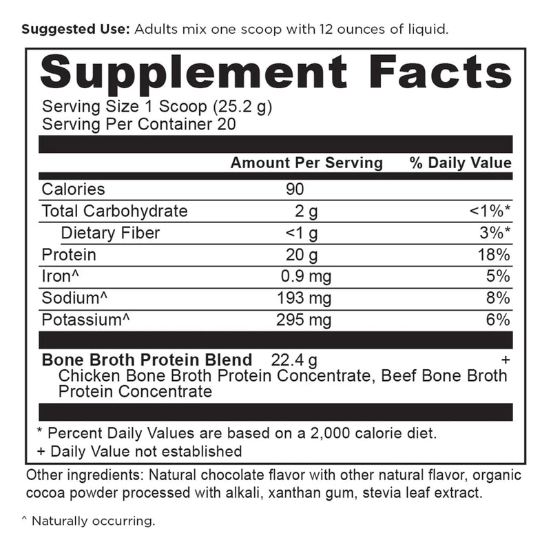 Ancient Nutrition, Bone Broth Protein, Chocolate, 20 Servings, 17.8 oz (504 g) - DailyVita