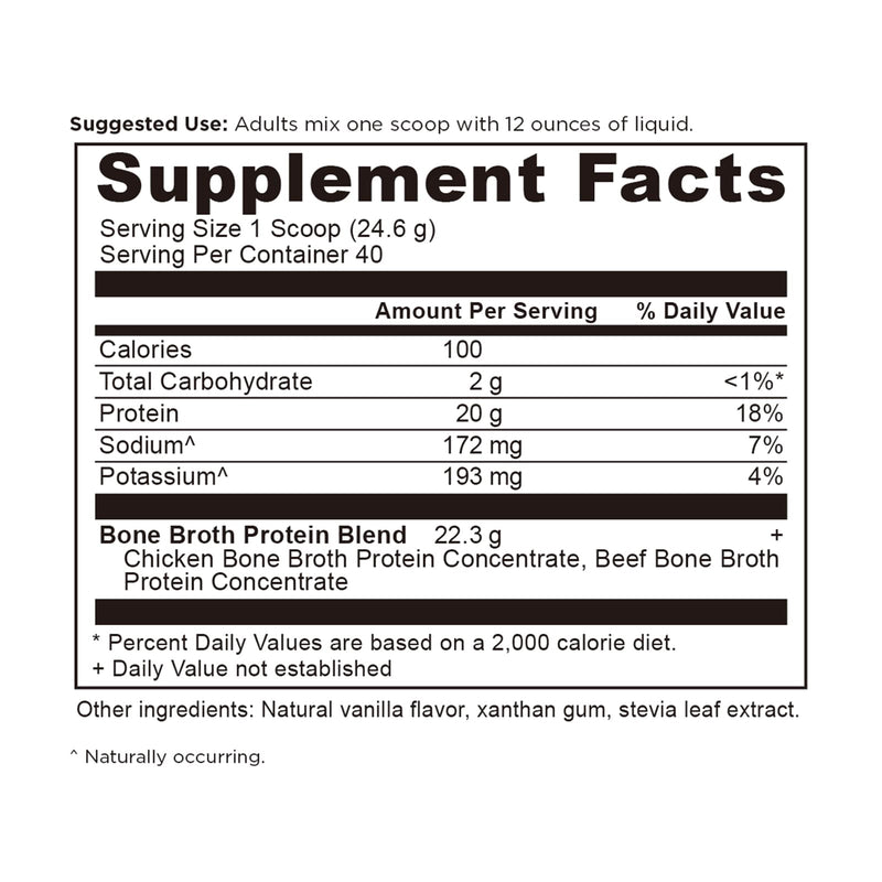Ancient Nutrition, Bone Broth Protein, Vanilla, 40 Servings, 34.71 oz (984 g) - DailyVita
