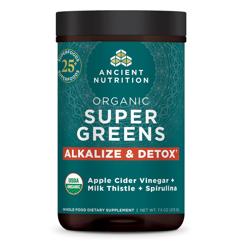 Ancient Nutrition, Organic Super Greens, Alkalize & Detox, Powder, 25 Servings, 7.5 oz (213 g) - DailyVita