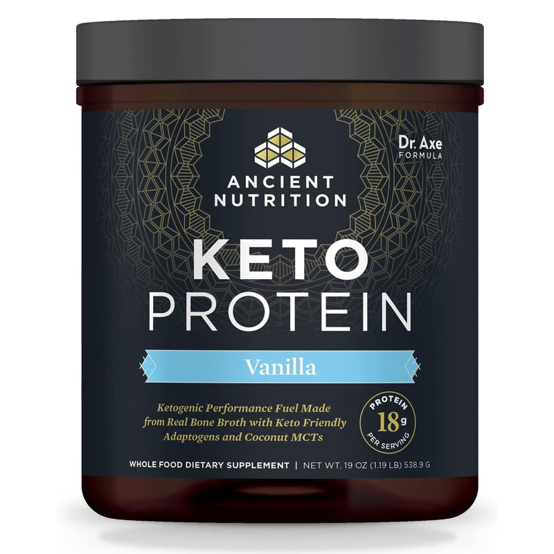 CLEARANCE! Ancient Nutrition, Keto, Protein, Vanilla, 17 Servings, 19 oz (538.9 g), BEST BY 02/2026 - DailyVita