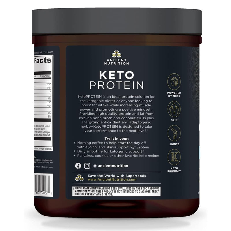 CLEARANCE! Ancient Nutrition, Keto, Protein, Vanilla, 17 Servings, 19 oz (538.9 g), BEST BY 02/2026 - DailyVita