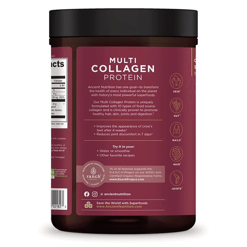 Ancient Nutrition, Multi Collagen, Protein, Strawberry Lemonade, 45 Servings, 18.1 oz (513 g) - DailyVita