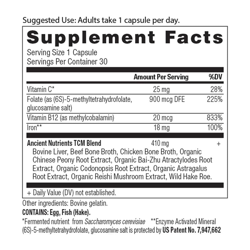 Ancient Nutrition, Ancient Nutrients, Capsules, Iron, 30ct - DailyVita
