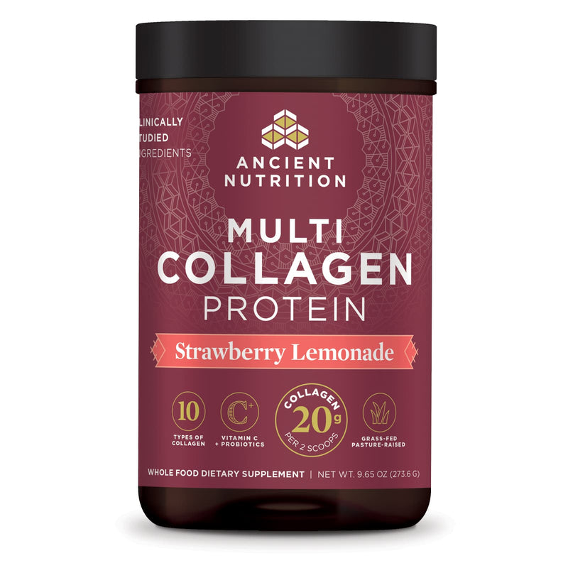Ancient Nutrition, Multi Collagen, Protein, Strawberry Lemonade, 24 Servings, 9.7 oz (273.6 g) - DailyVita