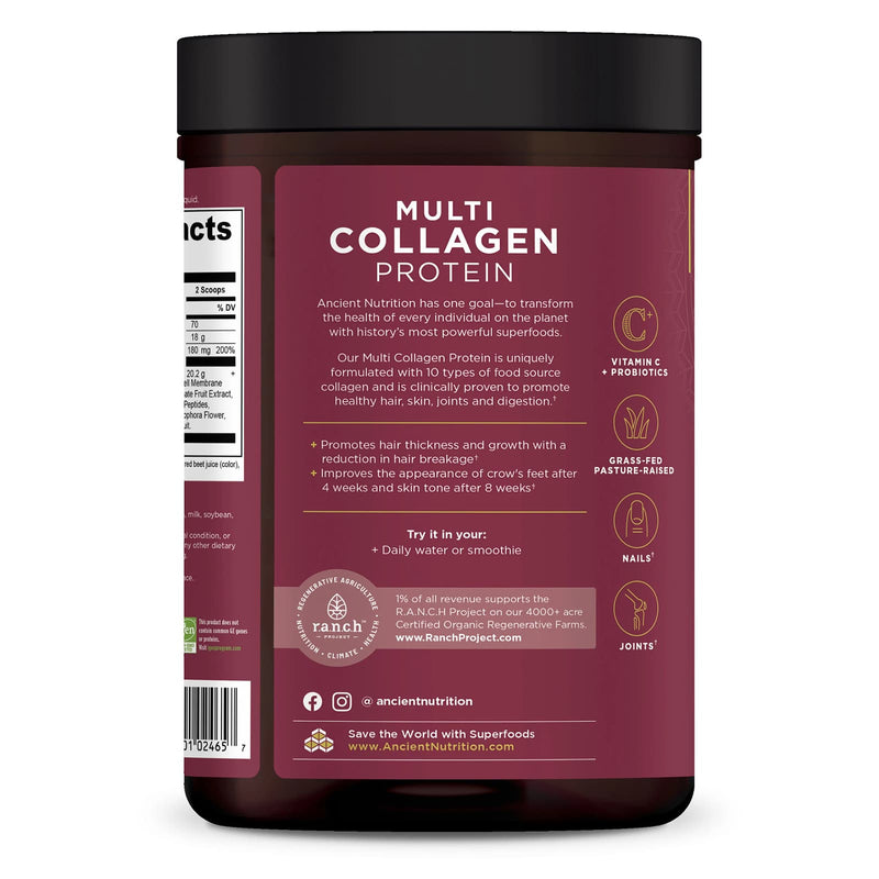 Ancient Nutrition, Multi Collagen, Protein, Beauty Within, Guava Passionfruit, 45 Servings, 18.3 oz (517.5 g) - DailyVita