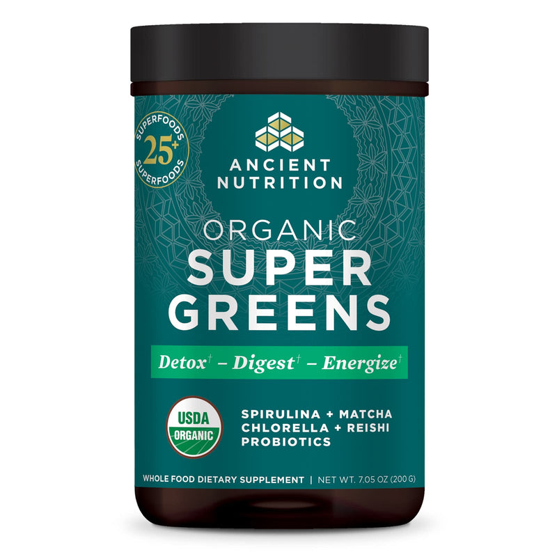 CLEARANCE! Ancient Nutrition, Organic Super Greens, 25 Servings, 7.05 oz (200 g), BEST BY 03/2026 - DailyVita