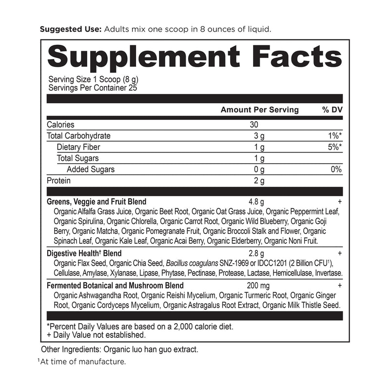 CLEARANCE! Ancient Nutrition, Organic Super Greens, 25 Servings, 7.05 oz (200 g), BEST BY 03/2026 - DailyVita