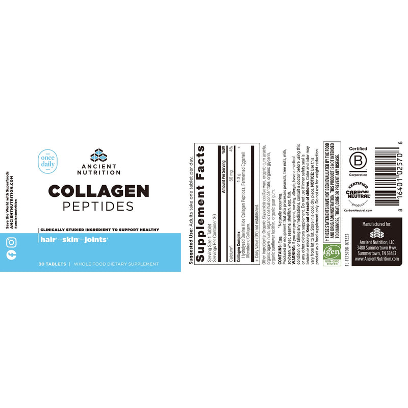 Ancient Nutrition, Collagen Peptides, Tablet, 30ct - DailyVita
