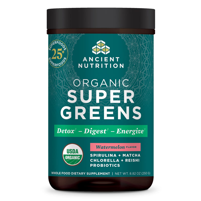 Ancient Nutrition, Organic Super Greens, Watermelon, 25 Servings, 8.82 oz (250 g) - DailyVita