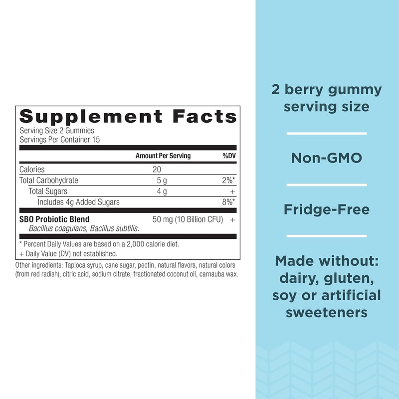 Ancient Nutrition, SBO Probiotic, Gummy 10b CFU, Berry, 60ct - DailyVita