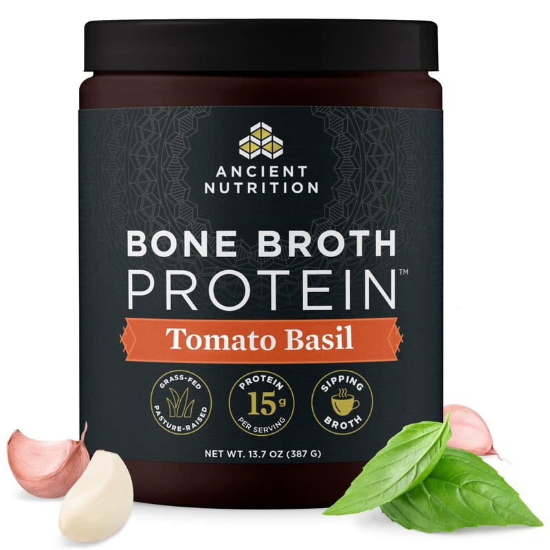 Ancient Nutrition, Bone Broth Protein, Tomato Basil, 15 Servings, 13.65 oz (387 g) - DailyVita