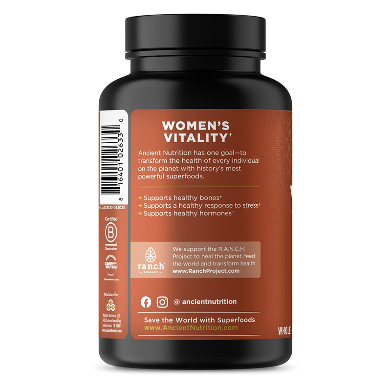 Ancient Nutrition, Ancient Glandulars, Womens Vitality, Capsules, 180ct - DailyVita