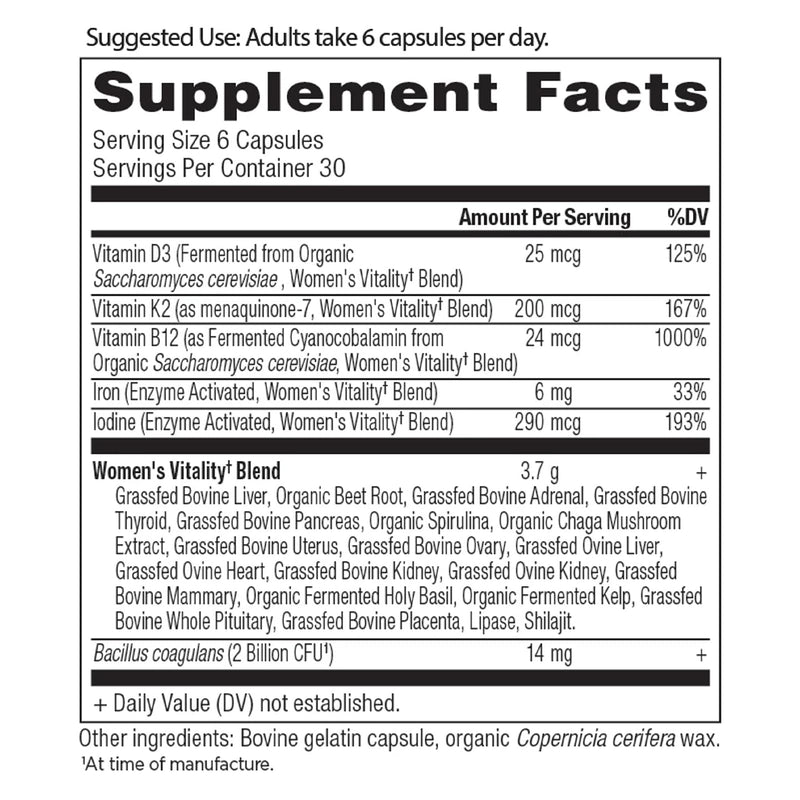 Ancient Nutrition, Ancient Glandulars, Womens Vitality, Capsules, 180ct - DailyVita