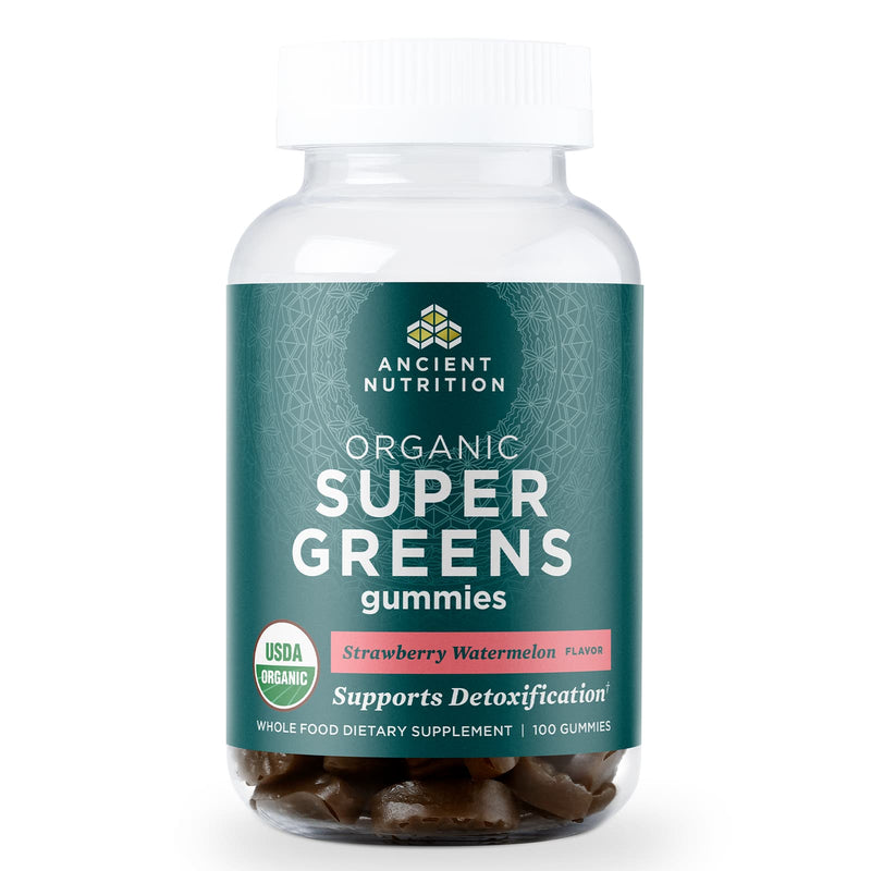Ancient Nutrition, Organic Super Greens, Gummy, Strawberry Watermelon, 100ct - DailyVita