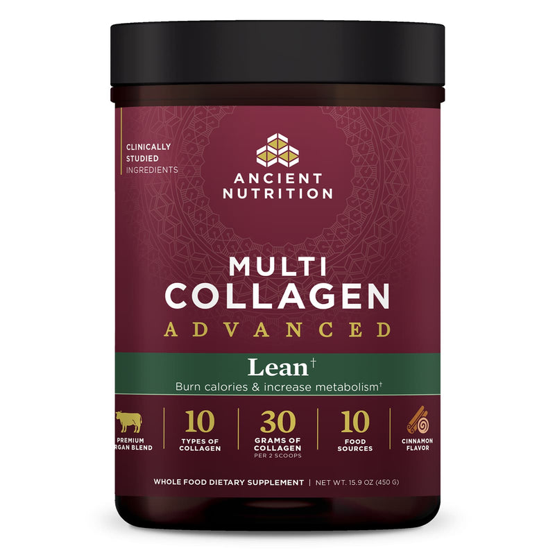 Ancient Nutrition, Multi Collagen Advanced, Powder, Lean, Cinnamon, 25 Servings, 16 oz (450 g) - DailyVita