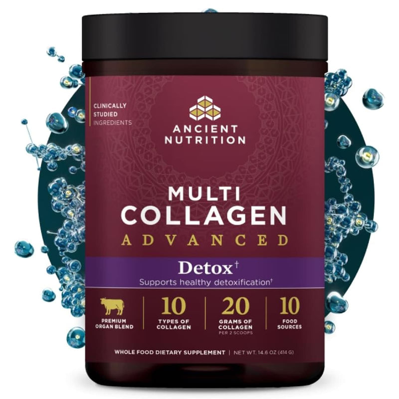 Ancient Nutrition, Multi Collagen Advanced, Powder, Cleanse & Detox, Unflavored 36 Servings, 15 oz (414 g) - DailyVita