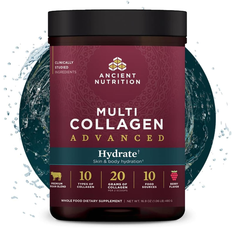 Ancient Nutrition, Multi Collagen Advanced, Powder, Hydrate, Mixed Berry, 30 Servings, 17 oz (480 g) - DailyVita