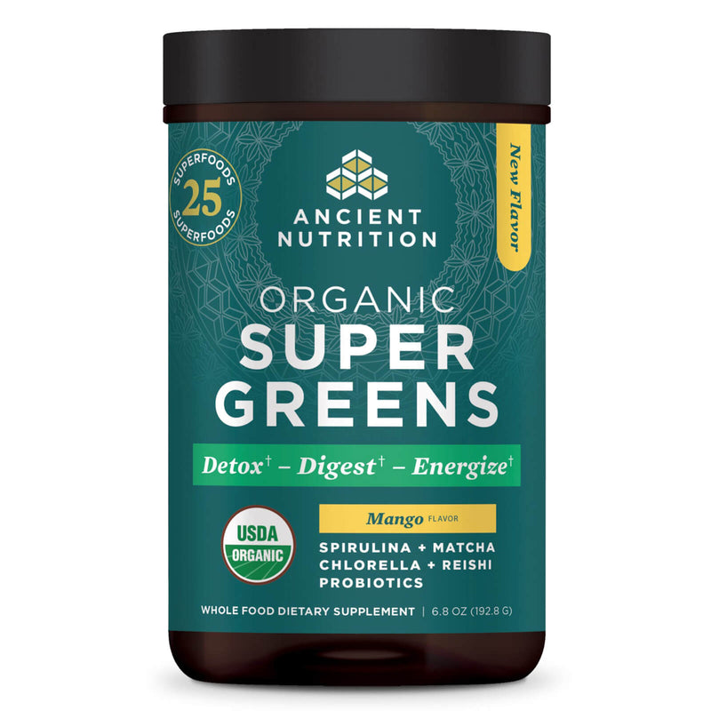 Ancient Nutrition Organic Super Greens Mango 25 Servings - 6.8 oz (192.8 g)