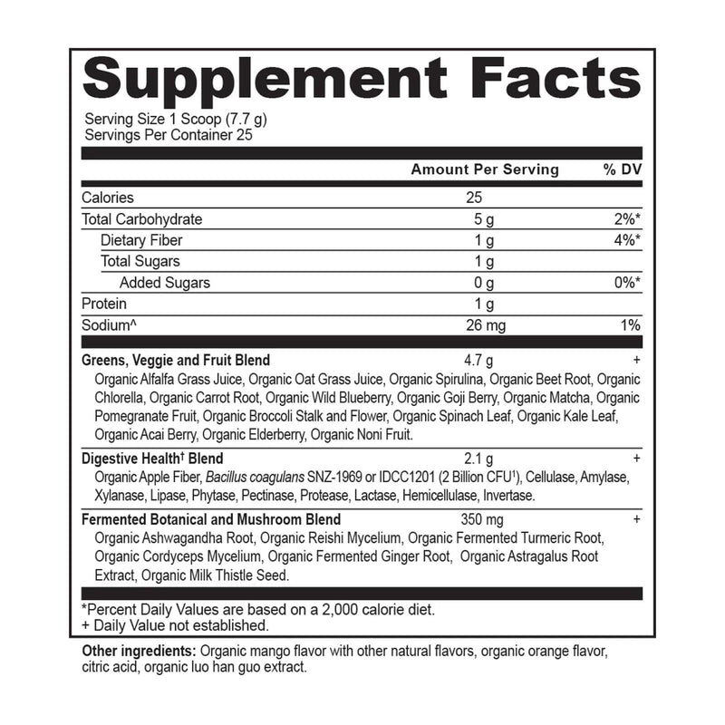 Ancient Nutrition Organic Super Greens Mango 25 Servings - 6.8 oz (192.8 g)