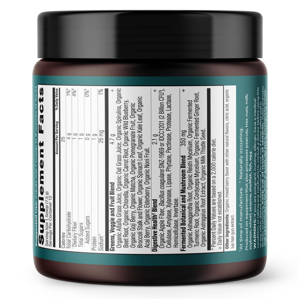 Ancient Nutrition Organic Super Greens Berry 12 Servings - 3.2 oz (90.7 g) - DailyVita