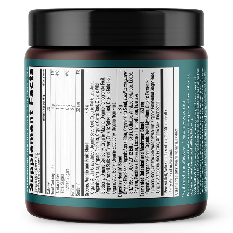 CLEARANCE! Ancient Nutrition Organic Super Greens Unflavored 12 Servings - 3.4 oz (96 g), BEST BY 03/2026 - DailyVita