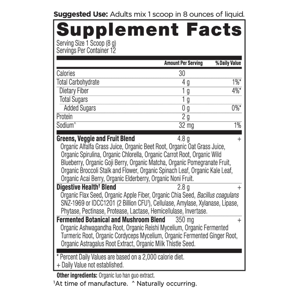 Ancient Nutrition Organic Super Greens Unflavored 12 Servings - 3.4 oz (96 g) - DailyVita
