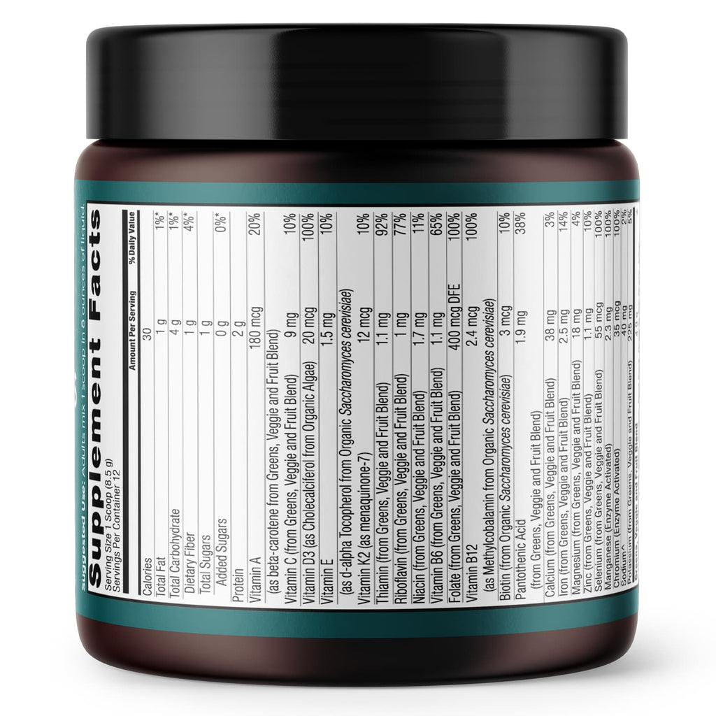 Ancient Nutrition Organic Super Greens + Multivitamins 12 Servings, 3.6 oz (102 g) - DailyVita