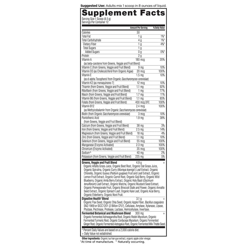 Ancient Nutrition Organic Super Greens + Multivitamins 12 Servings, 3.6 oz (102 g) - DailyVita