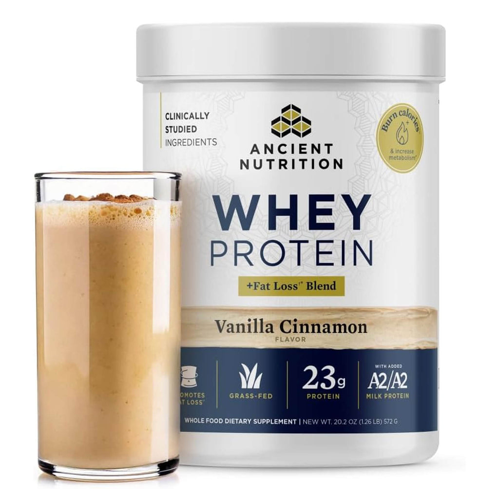 Ancient Nutrition® Whey Protein + Fat Loss Blend Cinnamon Vanilla 18 Servings 572 g - DailyVita