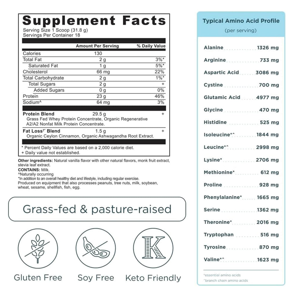 Ancient Nutrition® Whey Protein + Fat Loss Blend Cinnamon Vanilla 18 Servings 572 g - DailyVita