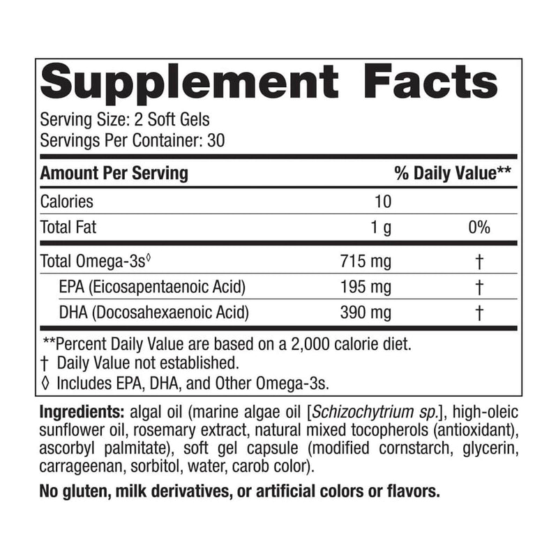 Nordic® Algae Omega Unflavored 60 Softgels