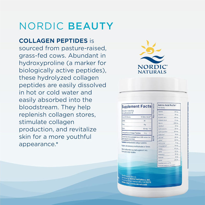 Nordic Beauty Collagen Peptides Unflavored 10.6 oz (300 g) Powder