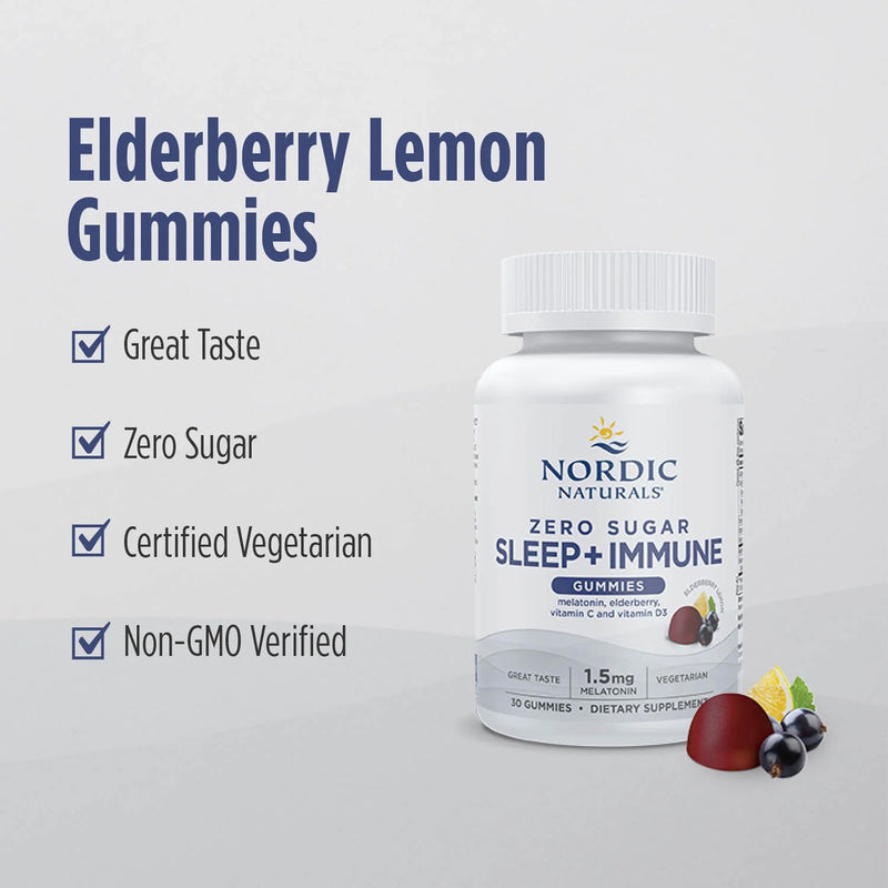 Nordic® Zero Sugar Sleep + Immune Guummies Elderberry Lemon 30 Gummies