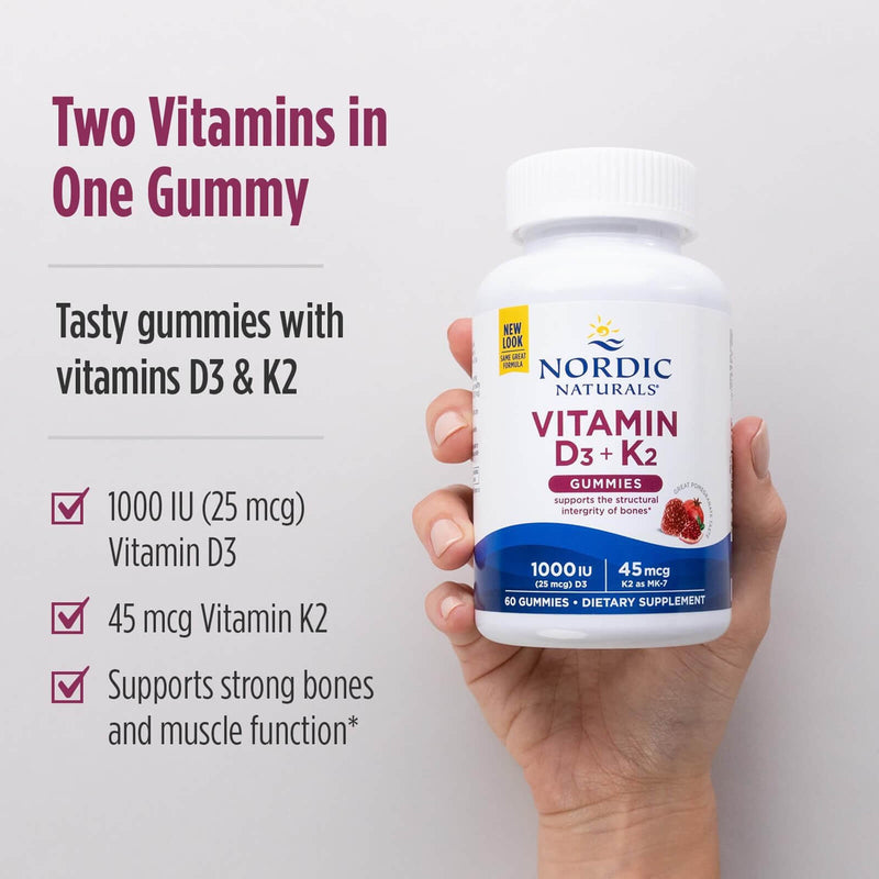 Nordic® Vitamin D3+K2 Pomegranate 60 Gummies