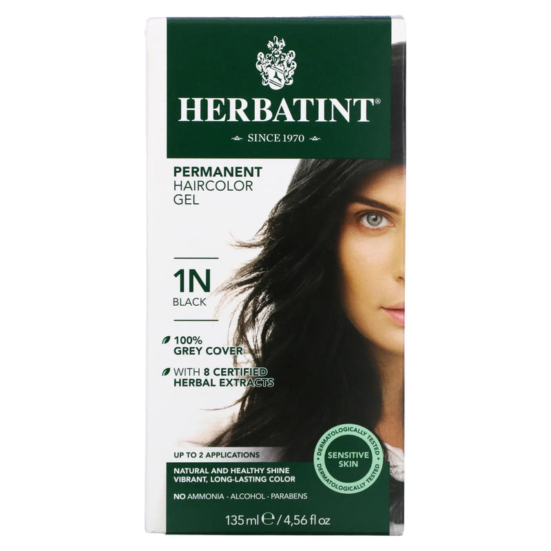 CLEARANCE! Herbatint Permanent Hair Color Gel 1N Black, Outer Box Damaged - DailyVita