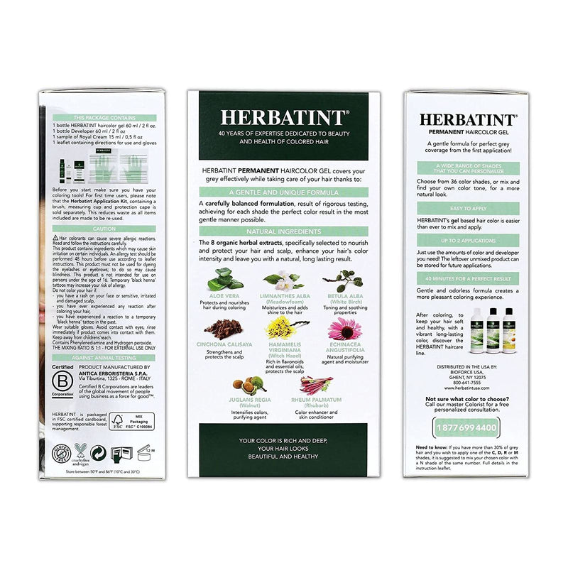 CLEARANCE! Herbatint Permanent Hair Color Gel 1N Black, Outer Box Missing or Damaged - DailyVita