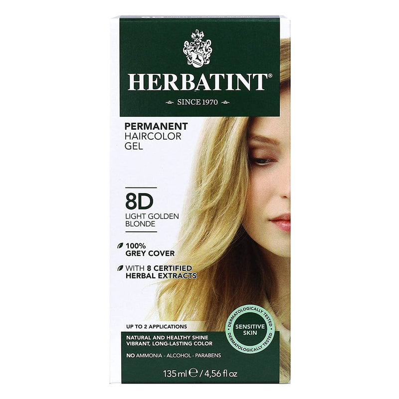 CLEARANCE! Herbatint Permanent Hair Color Gel 8D Light Golden Blonde, Outer Box Missing or Damaged - DailyVita