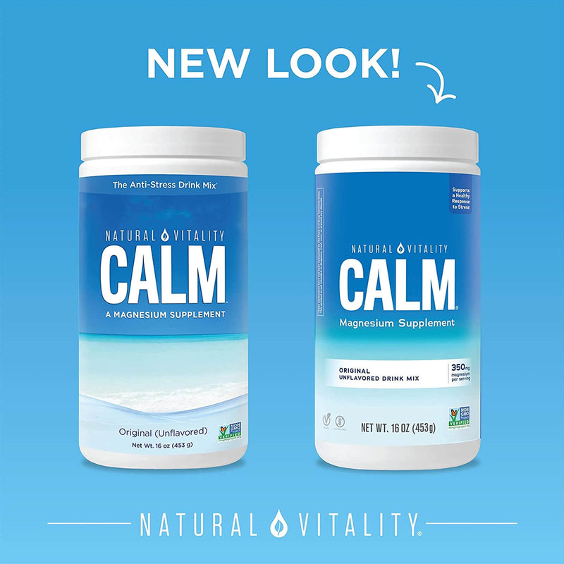 Natural Vitality Calm Magnesium Supplement Anti-Stress Drink Mix Original Flavor 16Oz