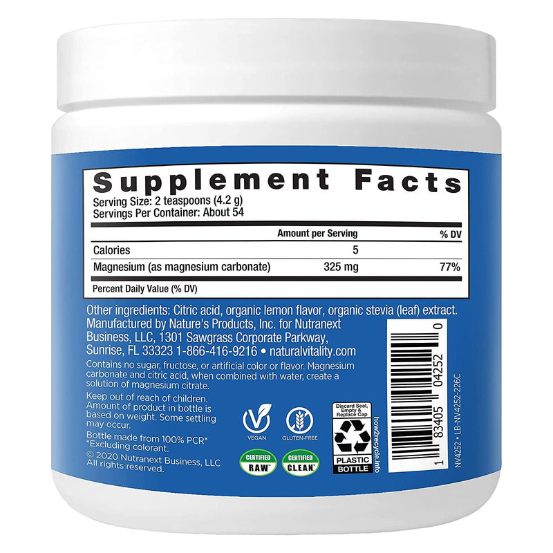 CLEARANCE! Natural Vitality Calm Magnesium Sweet Lemon 8 oz, BEST BY 02/2026 - DailyVita