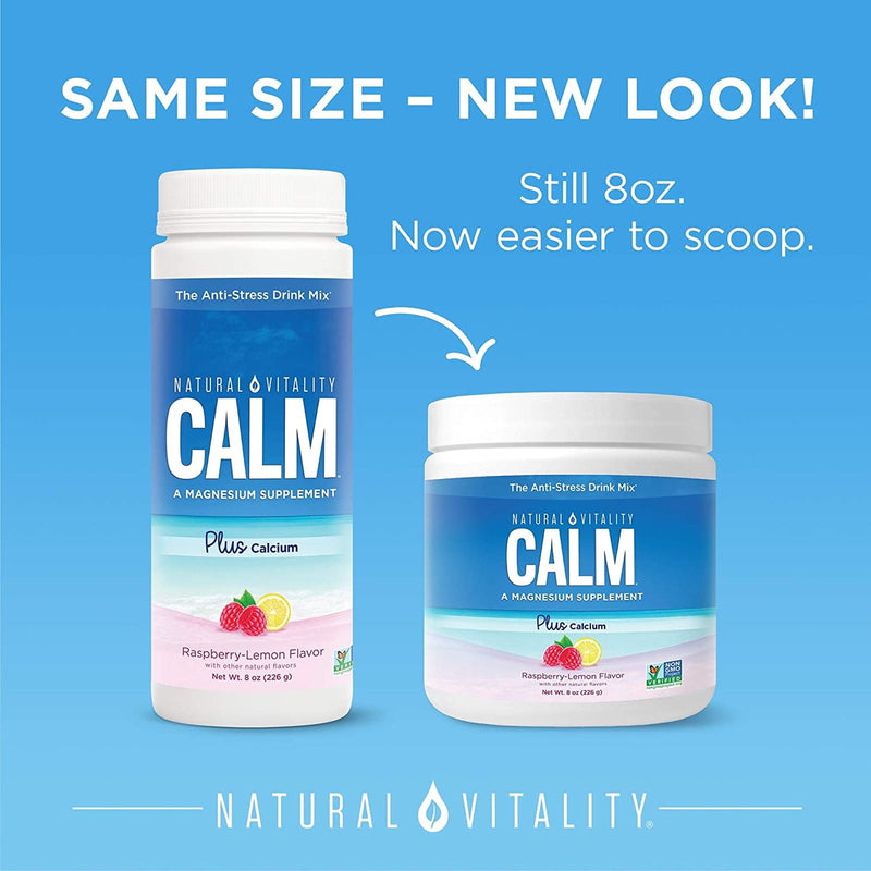 CLEARANCE! Natural Vitality Calm Magnesium Plus Calcium Raspberry Lemon 8 oz, BEST BY 11/2024